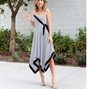 Striped Navy and White Dress Handkerchief